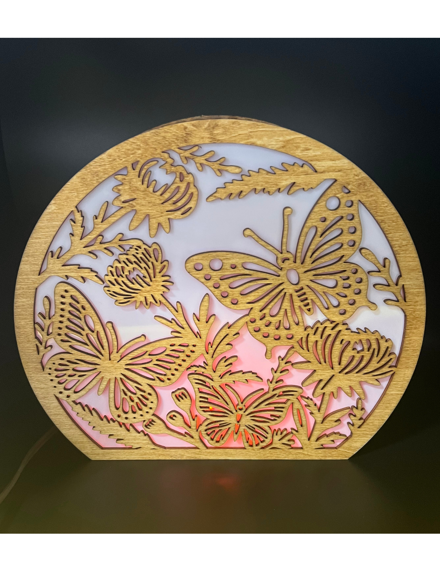 Table Lamp/Night Light with Butterflies or Hummingbird
