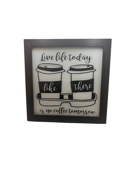 Engraved Glass with Wooden Frame