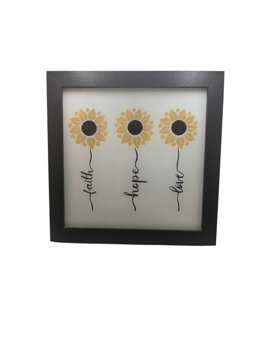 Engraved Glass with Wooden Frame