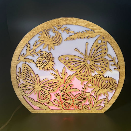 Table Lamp/Night Light with Butterflies or Hummingbird